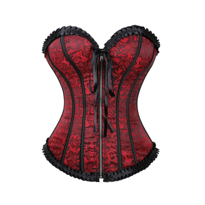 Espartilho Lingerie Floral com Zíper