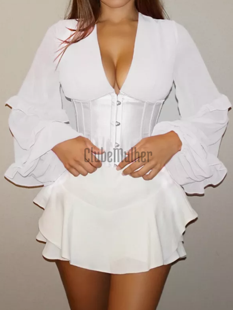 Espartilho Chiffon Gótico Com Mangas 2 Anos De Garantia