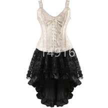 Sapubonva Corset Dress Top Skirt Set Plus Size Bustier Victorian Lace Up Lingerie For Women
